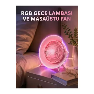 Gece Lambalı Renk Değiştiren Masaüstü Fan