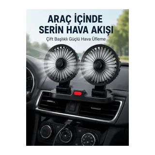 Ayarlanabilir Çift Başlıklı Sessiz Araç İçi Vantilatör