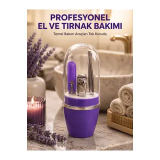 Çok Amaçlı Mor Manikür Bakım Seti Kompakt Bakım Çantası