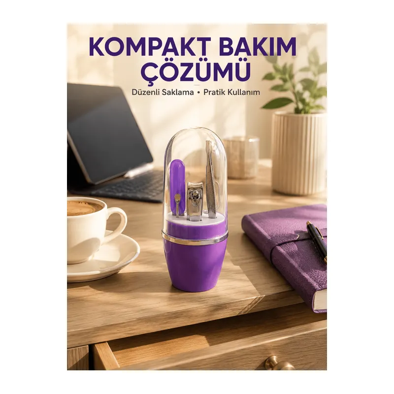 Mor Tırnak Bakım Seti Cımbız Makas Törpü ve Tırnak Makası