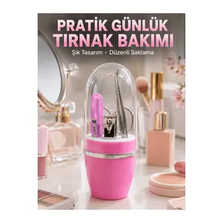 Taşınabilir Manikür Seti Pembe Tırnak Bakım ve Kişisel Bakım Kiti