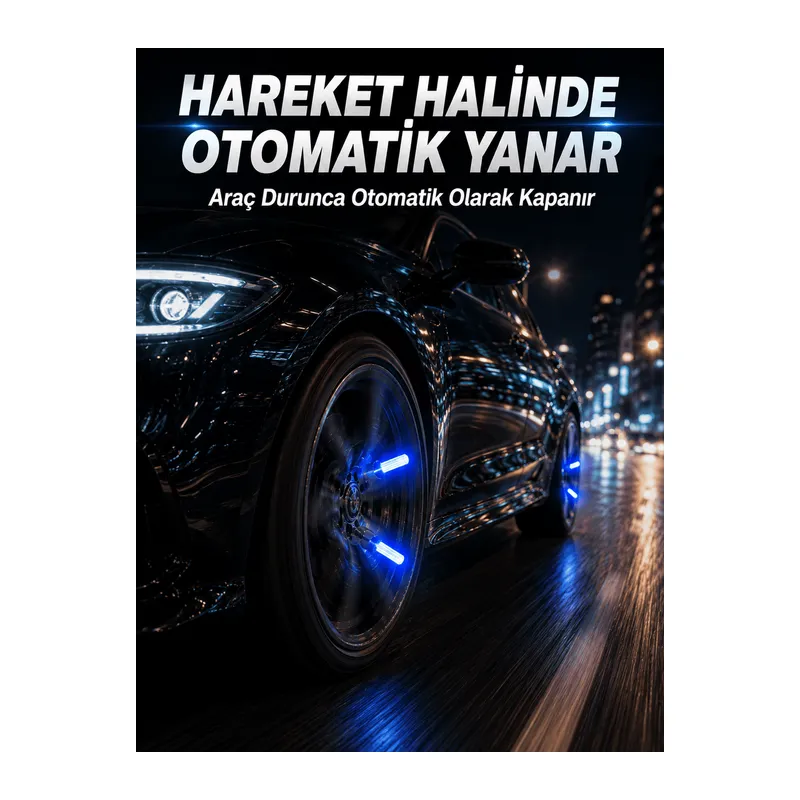 Hareketle Yanan LED Sibop Işığı 4'lü Araç Lastik Lambası