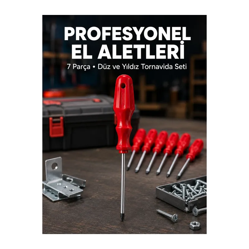 Profesyonel 7 Parça Tornavida Seti Ergonomik Saplı El Aleti