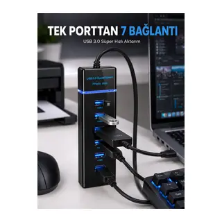 USB Hub 7 Port USB 3.0 Çoklayıcı Windows Uyumlu