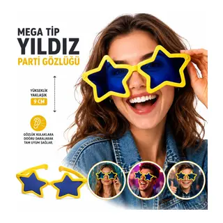 Mega Tip Yıldız Parti Gözlüğü Sarı Renk