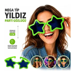 Mega Tip Yıldız Parti Gözlüğü Yeşil Renk