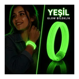 Yeşil Kalın Glow Bileklik – Kırılarak Yanan Parti ve Festival Bilekliği