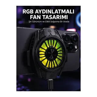 RGB Fan Aydınlatmalı Sessiz Çalışan Telefon Soğutucu