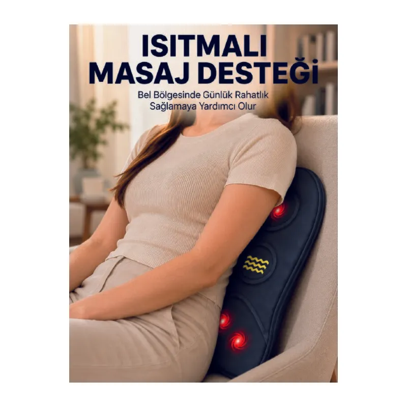 Titreşimli Isıtmalı Sırt ve Bel Masaj Minderi Ergonomik Tasarım