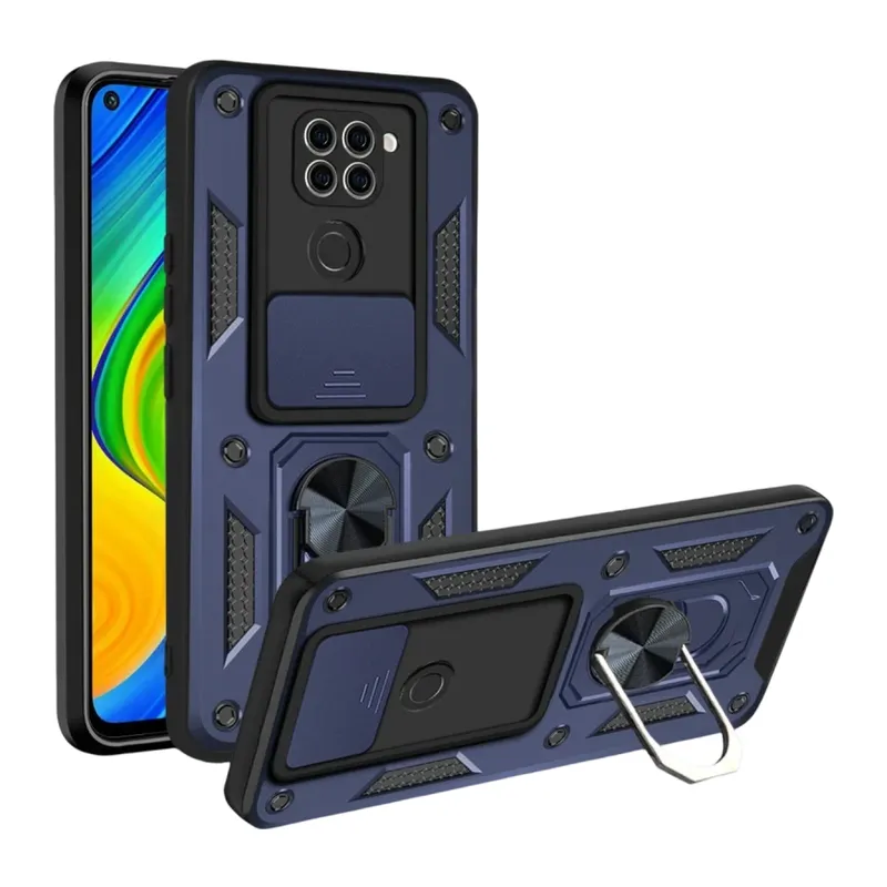 Xiaomi Redmi Note 9 4G Kılıf Pars Lens Yüzüklü Silikon - Lacivert