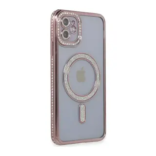 Apple iPhone 11 Kılıf Joke Simli Magneticsafe Kılıf - Pembe