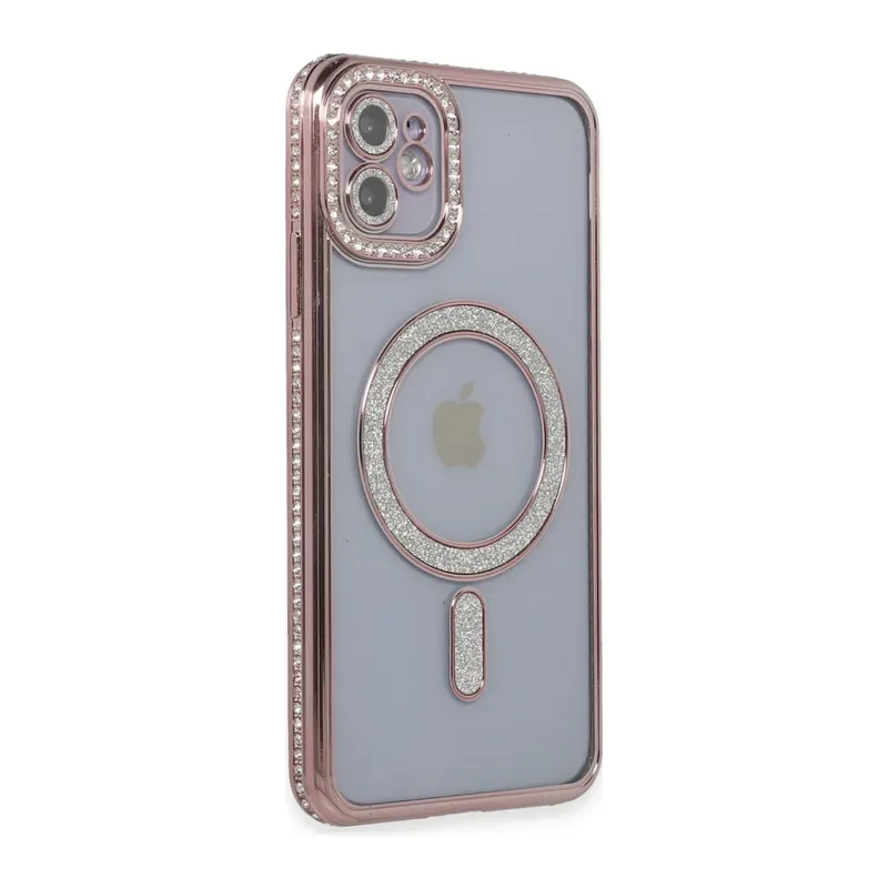 Apple iPhone 11 Kılıf Joke Simli Magneticsafe Kılıf - Pembe