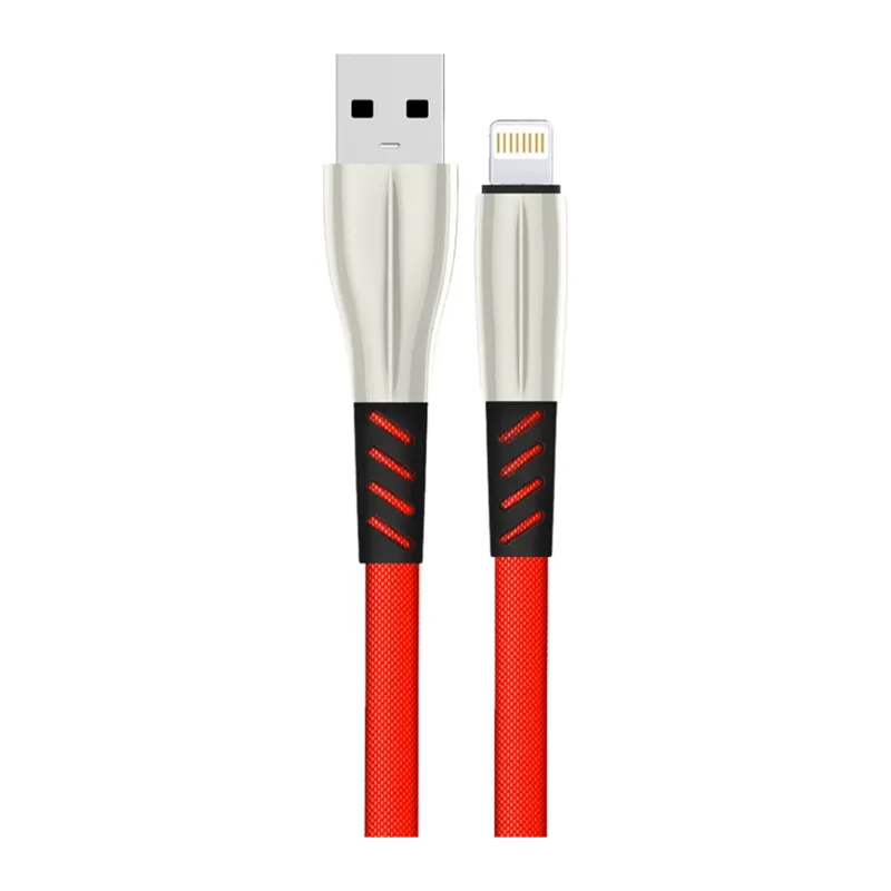 Konfulon S89 Metal Uçlu Lightning Kablo iphone Uyumlu 1M 2.4A - Kırmızı