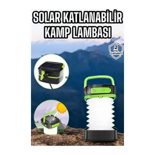 Güneş Enerjili Led Lamba Kamp Lambası Katlanabilir Lamba USB Şarjlı