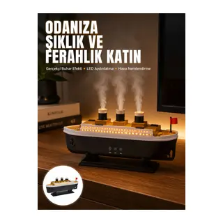 Ultra Sessiz Titanik Gemi LED Işıklı Aroma Difüzörü Oda Nemlendirici Yeni Nesil