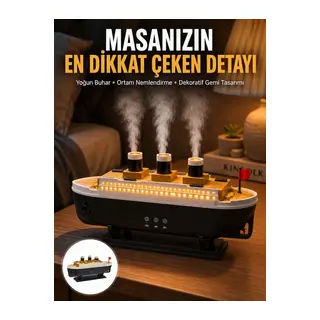 7 Renk Ortam Işıklı Dekoratif Gemi Tasarım Hava Nemlendirici Difüzör Yeni Nesil