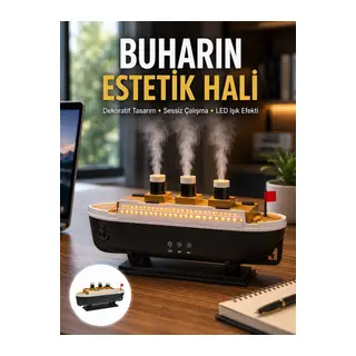 Dekoratif Gemi Modeli 7 Renk Işıklı Hava Nemlendirici ve Oda Kokusu Difüzörü Yeni Nesil