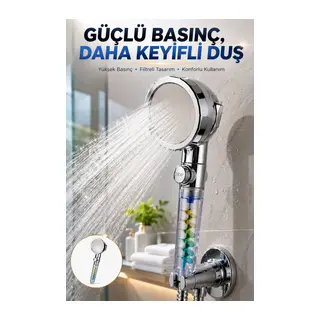 Rahatlatıcı Yağmur Etkili El Duşu – Döner Pervaneli, Dayanıklı ve Şık Tasarım Yeni Nesil