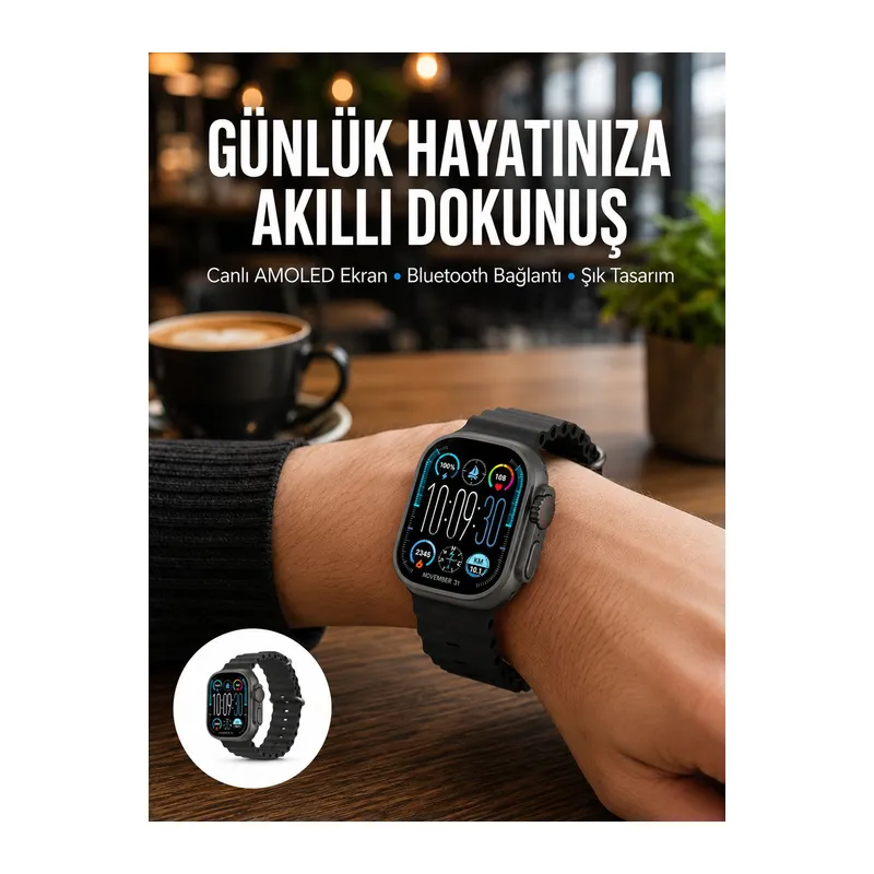 AMOLED Akıllı Saat Bluetooth Arama Su Geçirmez Yeni Nesil
