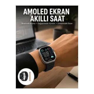 49mm Akıllı Saat Amoled Ekranlı Kadın Erkek Kol Saati Plastik Kordon Yeni Nesil