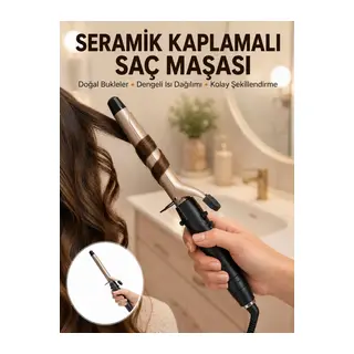 25 mm Seramik Saç Maşası Kalın Bukle ve Hacimli Dalga İçin Yeni Nesil
