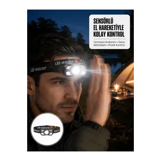 Şarj Edilebilir LED Far Hareket Sensörlü 5 Modlu Outdoor Yeni Nesil