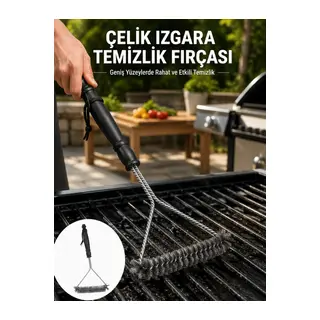 Uzun Saplı Paslanmaz Çelik Izgara Temizlik Fırçası Yeni Nesil