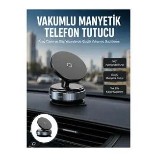 Çok Yönlü Döner Başlıklı Vakumlu Araç Telefon Standı – Sert Yollarda Stabil Kullanım Yeni Nesil