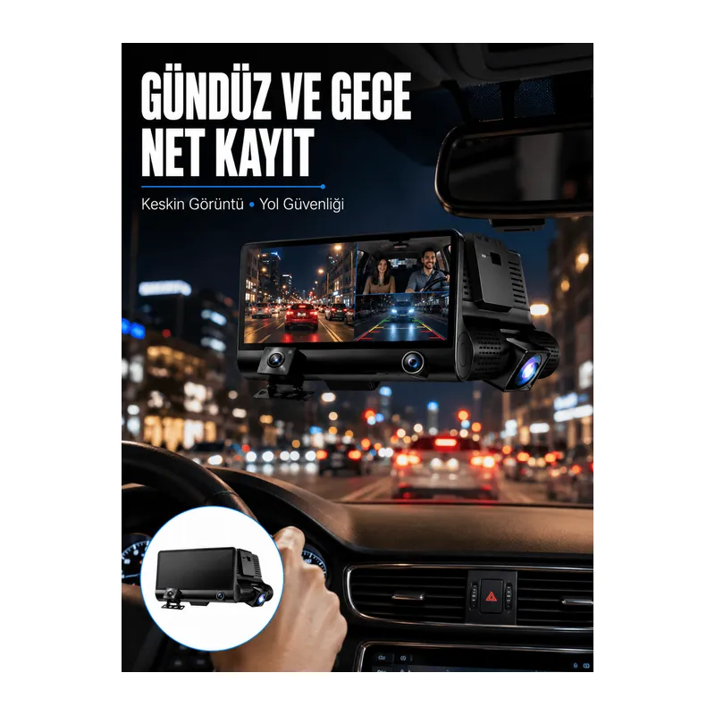 Çift Lens Araç Güvenlik Kamerası G Sensörlü Full HD Yeni Nesil