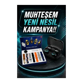 Ucuz Kaliteli Yeni Nesil 7 Kordonlu Akıllı Saat ve Kablosuz Bluetooth Kulaklık ANC Özelliği