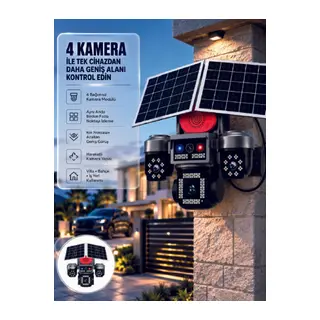 SIM Kart Destekli 4 Kameralı Akıllı Dış Mekan Güvenlik Kamerası