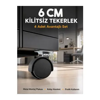 Masa ve Koltuk İçin Kilitsiz Tekerlek Seti 6 cm