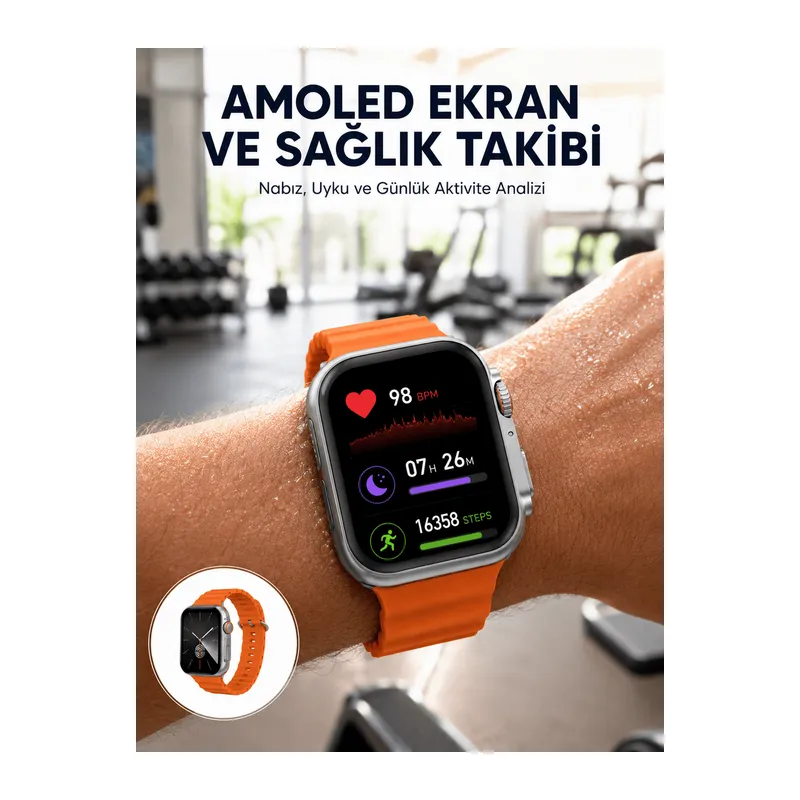 Akıllı Saat Unısex Zarif Görünümlü Titanyum Kasa Amoled Ekran Müzik Dinleme Yeni Nesil