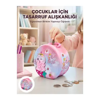 Mini Çocuk Para Kasası Güvenli Kilitli Birikim Kutusu