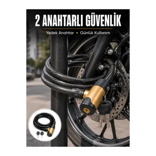 Motosiklet, Bisiklet ve Elektrikli Scooter İçin Ağır Hizmet Tipi Çelik Halat Kilidi