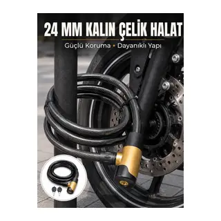 Güçlü Çelik Halat Yapısıyla Motosiklet, Bisiklet ve Scooter İçin Güvenli Kilit