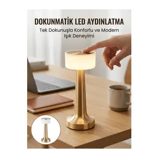 Kablosuz Renkli Masa ve Gece Lambası Altın Rengi Dokunmatik Led Lamba Yeni Nesil