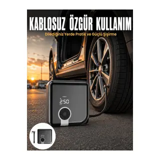 Type-C Şarj Girişli Diyafram Tip Kompresör Yeni Nesil