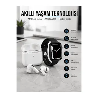 2025 Model Akıllı Saat ve Yeni Nesil Pro Bluetooth Kulaklık TWS Yüksek Ses Kaliteli