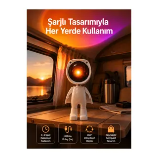 Gün Batımı Projektör Lamba Astronot Görünümlü Dekoratif Masa Lambası