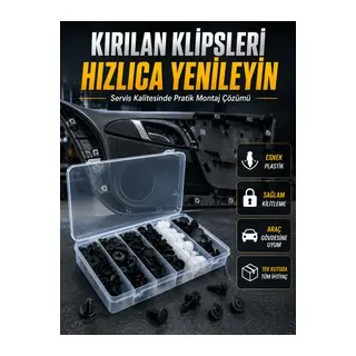 Universal Araç Döşeme Klipsi ve Tampon Sabitleme Pimi Seti 100 Parça Organizer Kutulu