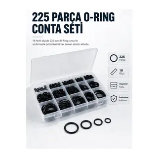 225 PCS O-Ring Conta Seti Profesyonel Tamir, Bakım ve Sızdırmazlık Çözümü