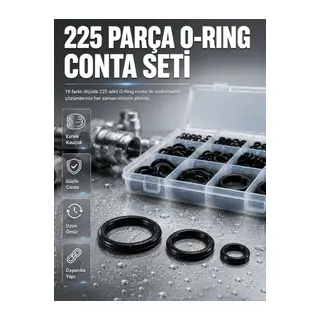 Organizer Kutulu O-Ring Conta Seti 225 Parça | Dayanıklı Kauçuk Sızdırmazlık Contaları