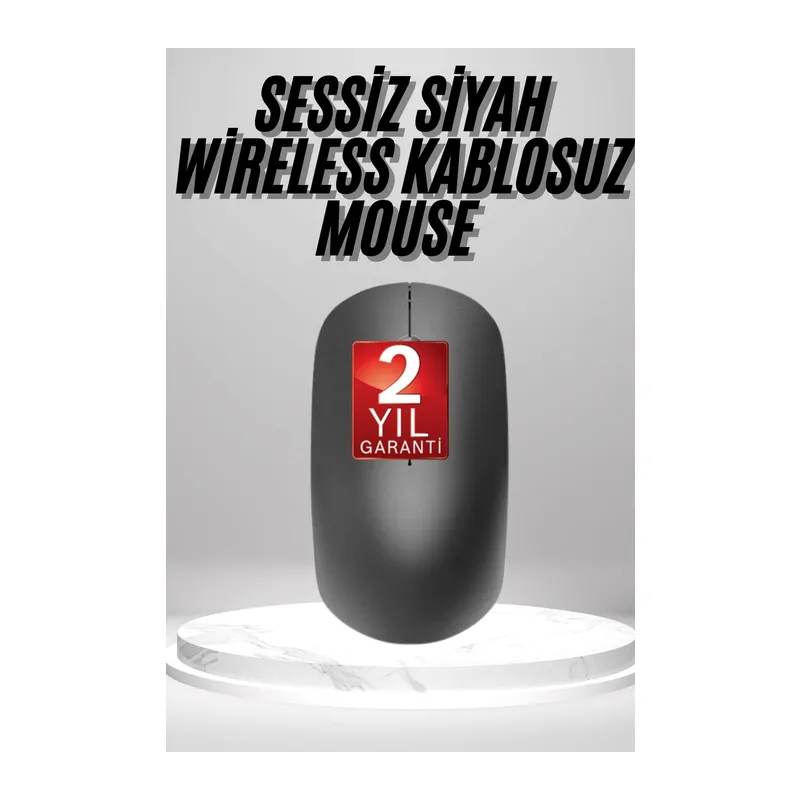 Siyah Kablosuz Mouse Wireless Mouse Minimal Tasarım