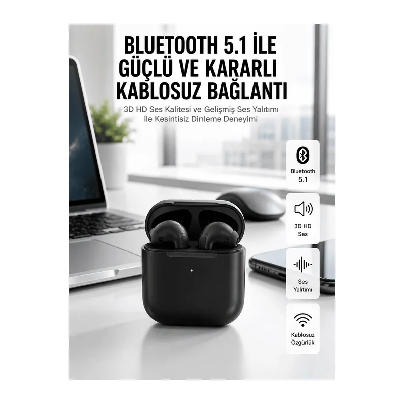 Yeni Nesil Bluetooth Kulaklık İOS Android Uyumlu HD Ses Performansı