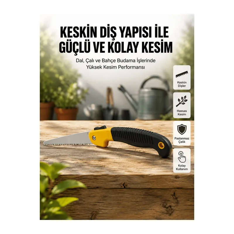 Ergonomik Saplı Katlanabilir Budama Testeresi