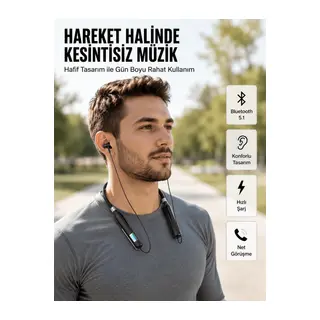 Suya Dayanıklı Manyetik Spor ve Günlük Kullanım Kulaklığı