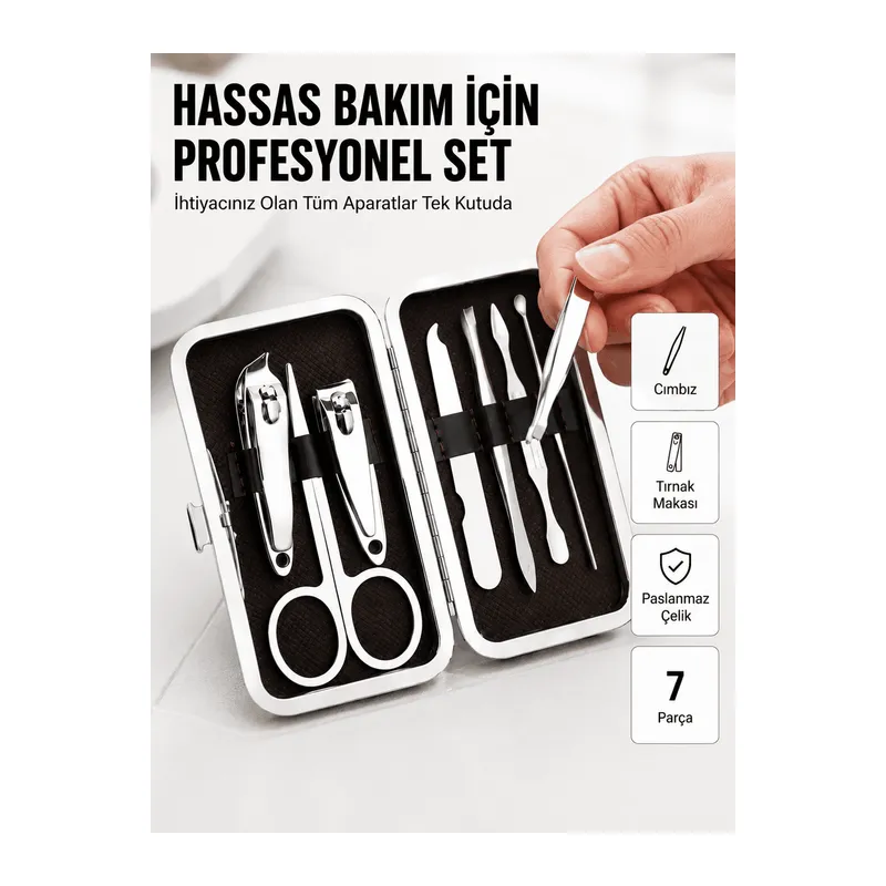 Tırnak ve Kaş Bakımına Özel Paslanmaz Çelik Set