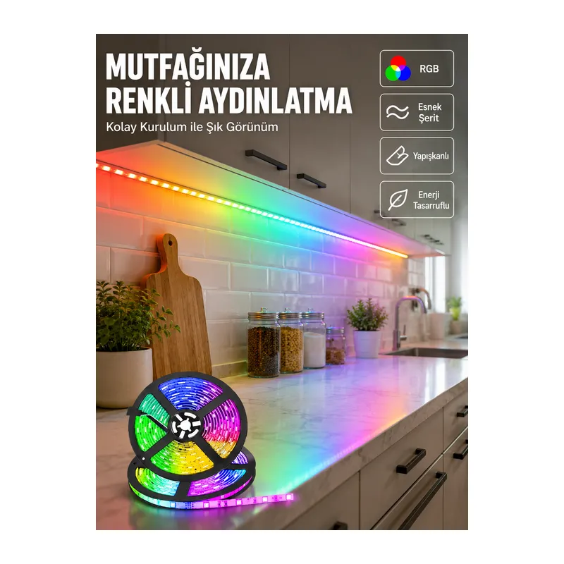 Kumandalı 5 Metre Şerit LED Dekoratif Aydınlatma