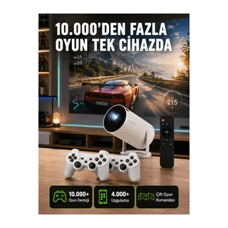 TÇift Kollu Tasarımlı Kablosuz Projeksiyon – 4K, 10.000 Oyun ve Smart App Desteği Yeni Nesil